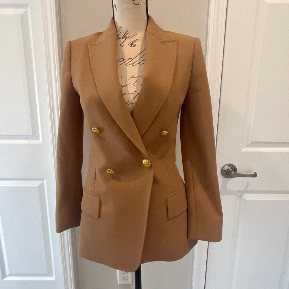 A.L.C. Double-Breasted Camel Blazer with Gold Buttons